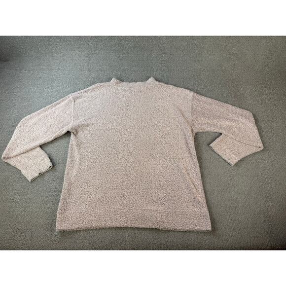 Buc-ees Sweater Womens Medium Knit Relaxed Fit Mock Neck Soft Comfy Pink Gray - Picture 2 of 7